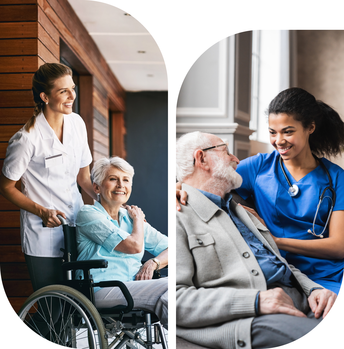 Nurse comforting elderly man